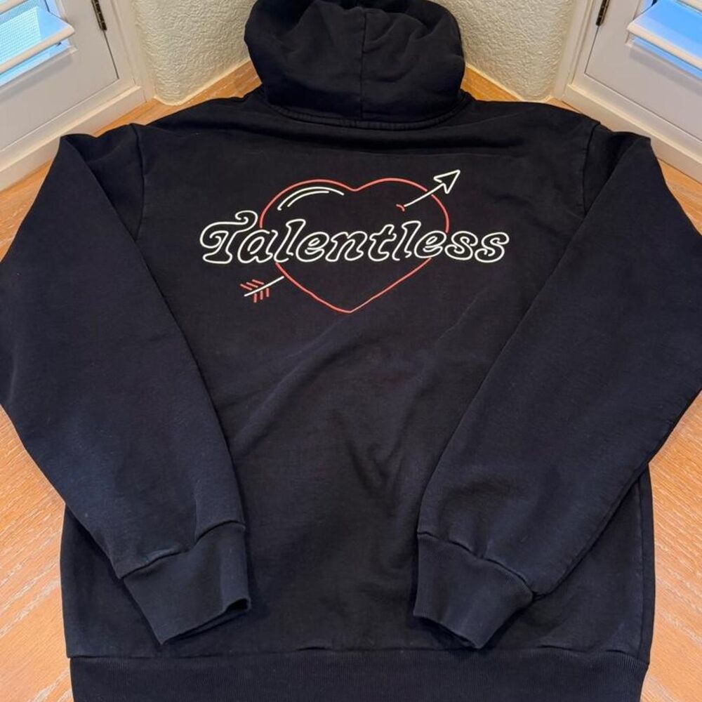 Talentless Neon Pink Love Heart Black Hoodie